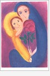 Postkarte Mutter und Kind mit Rose