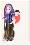 Postkarte Chinesische Frau mit Kind